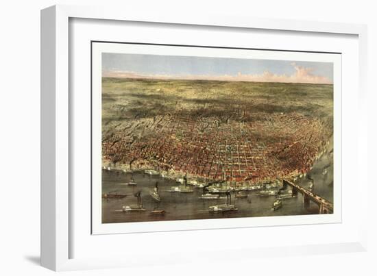 The City of St. Louis, Circa 1874-Currier & Ives-Framed Giclee Print