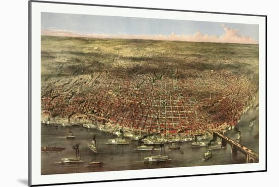 The City of St. Louis, Circa 1874-Currier & Ives-Mounted Giclee Print