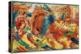 The City Rises, 1910 (Oil on Canvas)-Umberto Boccioni-Stretched Canvas