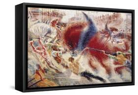 The City Rises, 1910-Umberto Boccioni-Framed Stretched Canvas