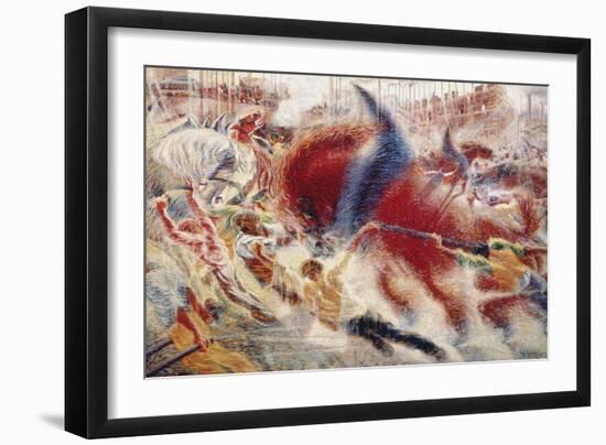 The City Rises, 1910-Umberto Boccioni-Framed Giclee Print