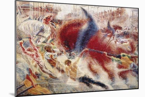 The City Rises, 1910-Umberto Boccioni-Mounted Giclee Print