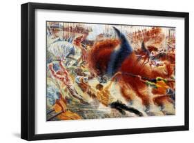 The City Rises, 1911-Umberto Boccioni-Framed Giclee Print