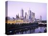 The City Skyline from Southgate, Melbourne, Victoria, Australia-Gavin Hellier-Stretched Canvas