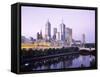 The City Skyline from Southgate, Melbourne, Victoria, Australia-Gavin Hellier-Framed Stretched Canvas