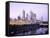 The City Skyline from Southgate, Melbourne, Victoria, Australia-Gavin Hellier-Framed Stretched Canvas