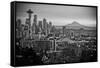 The City Skyline of Seattle, Washington from Kerry Park - Queen Anne - Seattle, Washington-Dan Holz-Framed Stretched Canvas