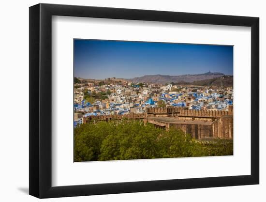 The City Wall of Mehrangarh Fort Towering over the Blue Rooftops in Jodhpur, the Blue City-Laura Grier-Framed Photographic Print