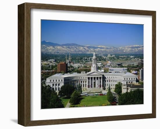 The Civic Center and Rockies Beyond, Denver, Colorado, USA-Jean Brooks-Framed Photographic Print