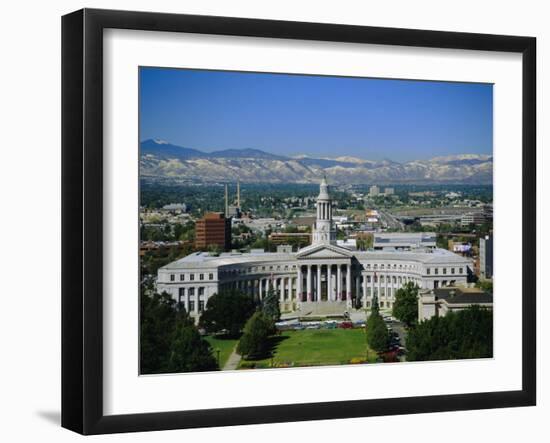 The Civic Center and Rockies Beyond, Denver, Colorado, USA-Jean Brooks-Framed Photographic Print
