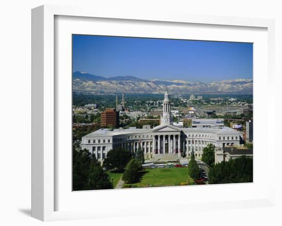 The Civic Center and Rockies Beyond, Denver, Colorado, USA-Jean Brooks-Framed Photographic Print