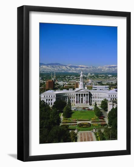 The Civic Center and Rockies Beyond, Denver, Colorado, USA-Jean Brooks-Framed Photographic Print