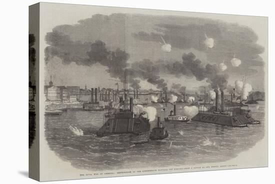 The Civil War in America, Destruction of the Confederate Flotilla Off Memphis-Edwin Weedon-Stretched Canvas