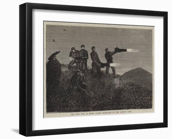 The Civil War in Spain, Night Signalling in the Carlist Lines-null-Framed Giclee Print