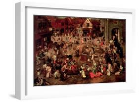 The Clash Between Careme and Mardi-Gras-Pieter Brueghel the Younger-Framed Giclee Print