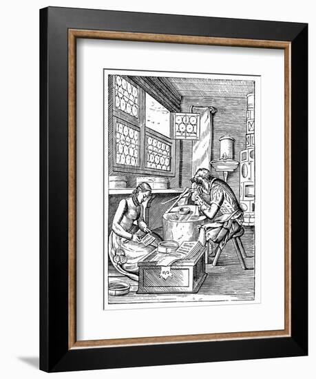 The Clasp Maker's Workshop, 16th Century-Jost Amman-Framed Giclee Print
