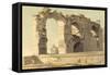 The Claudian Aqueduct, Rome, 1785 (W/C, Pen, Ink and Graphite on Paper)-Francis Towne-Framed Stretched Canvas