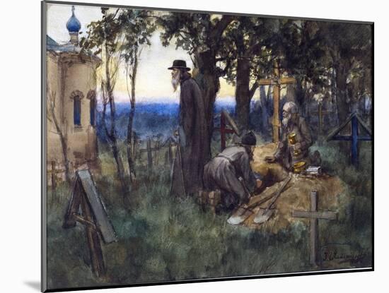 The Clergymen Hiding Church Treasures in a New Grave in a Cemetery by Vladimirov, Ivan Alexeyevich-Ivan Alexeyevich Vladimirov-Mounted Giclee Print