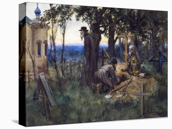 The Clergymen Hiding Church Treasures in a New Grave in a Cemetery by Vladimirov, Ivan Alexeyevich-Ivan Alexeyevich Vladimirov-Stretched Canvas