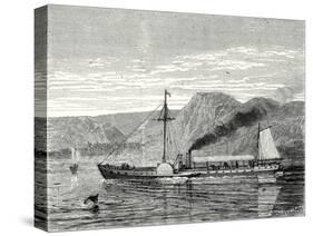 The 'Clermont' Robert Fulton's First Steamboat Sailing on the Hudson River in New York at Albany-Robert Fulton-Stretched Canvas