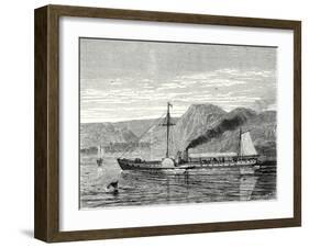 The 'Clermont' Robert Fulton's First Steamboat Sailing on the Hudson River in New York at Albany-Robert Fulton-Framed Giclee Print