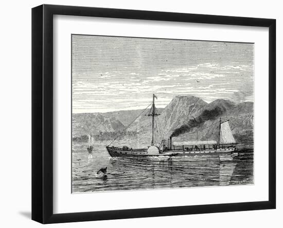 The 'Clermont' Robert Fulton's First Steamboat Sailing on the Hudson River in New York at Albany-Robert Fulton-Framed Giclee Print