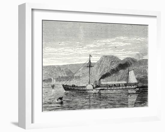 The 'Clermont' Robert Fulton's First Steamboat Sailing on the Hudson River in New York at Albany-Robert Fulton-Framed Giclee Print