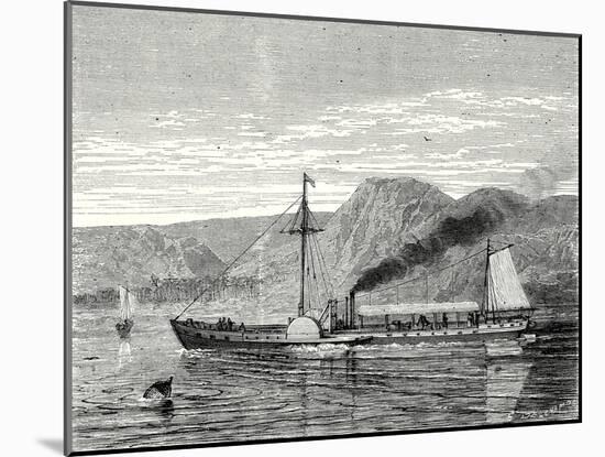 The 'Clermont' Robert Fulton's First Steamboat Sailing on the Hudson River in New York at Albany-Robert Fulton-Mounted Giclee Print