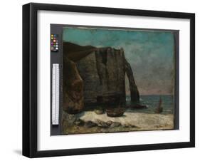 The Cliff at Étretat, after 1872 (Oil on Fabric)-Gustave Courbet-Framed Giclee Print