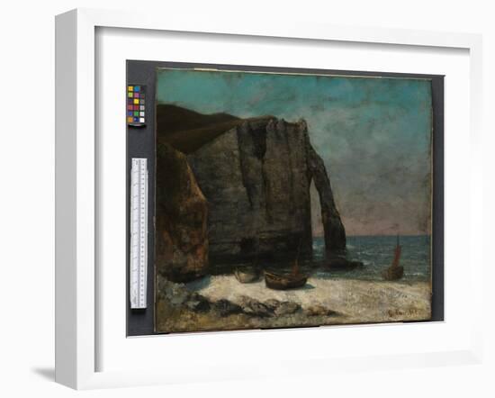 The Cliff at Étretat, after 1872 (Oil on Fabric)-Gustave Courbet-Framed Giclee Print