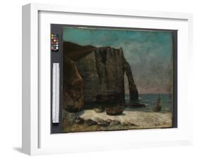 The Cliff at Étretat, after 1872 (Oil on Fabric)-Gustave Courbet-Framed Giclee Print