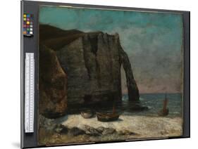 The Cliff at Étretat, after 1872 (Oil on Fabric)-Gustave Courbet-Mounted Giclee Print