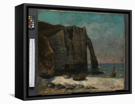 The Cliff at Étretat, after 1872 (Oil on Fabric)-Gustave Courbet-Framed Stretched Canvas