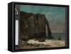 The Cliff at Étretat, after 1872 (Oil on Fabric)-Gustave Courbet-Framed Stretched Canvas