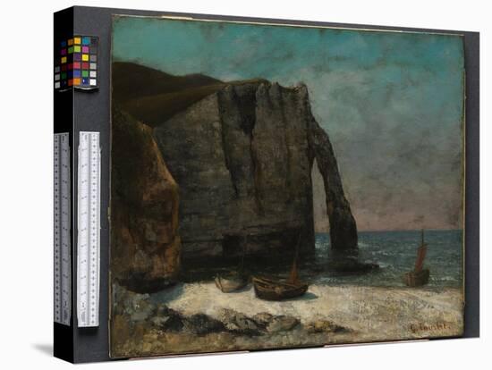 The Cliff at Étretat, after 1872 (Oil on Fabric)-Gustave Courbet-Stretched Canvas