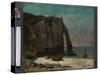 The Cliff at Étretat, after 1872 (Oil on Fabric)-Gustave Courbet-Stretched Canvas