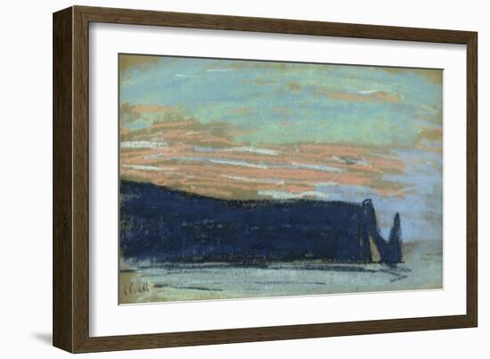 The Cliff at Etretat, C.1885 (Pastel)-Claude Monet-Framed Giclee Print