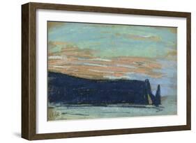 The Cliff at Etretat, C.1885 (Pastel)-Claude Monet-Framed Giclee Print