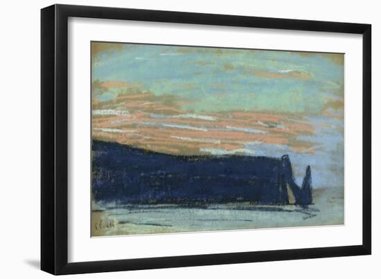 The Cliff at Etretat, C.1885 (Pastel)-Claude Monet-Framed Giclee Print