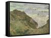 The Cliff at Pourville-Claude Monet-Framed Stretched Canvas