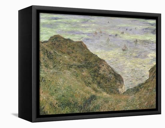 The Cliff at Pourville-Claude Monet-Framed Stretched Canvas