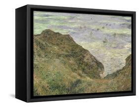 The Cliff at Pourville-Claude Monet-Framed Stretched Canvas