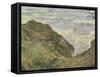 The Cliff at Pourville-Claude Monet-Framed Stretched Canvas