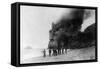 The Cliff House on Fire - San Francisco, CA-Lantern Press-Framed Stretched Canvas