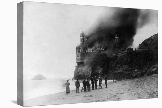 The Cliff House on Fire - San Francisco, CA-Lantern Press-Stretched Canvas