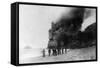 The Cliff House on Fire - San Francisco, CA-Lantern Press-Framed Stretched Canvas