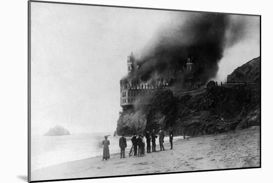 The Cliff House on Fire - San Francisco, CA-Lantern Press-Mounted Art Print