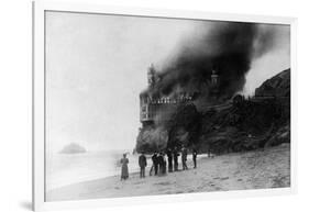 The Cliff House on Fire - San Francisco, CA-Lantern Press-Framed Art Print