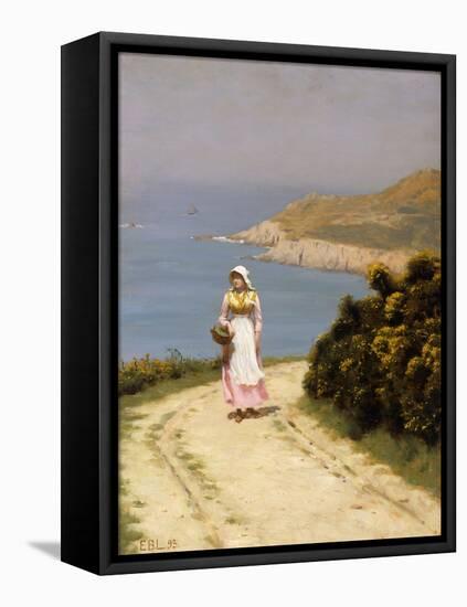 The Cliff Path-Edmund Blair Leighton-Framed Stretched Canvas