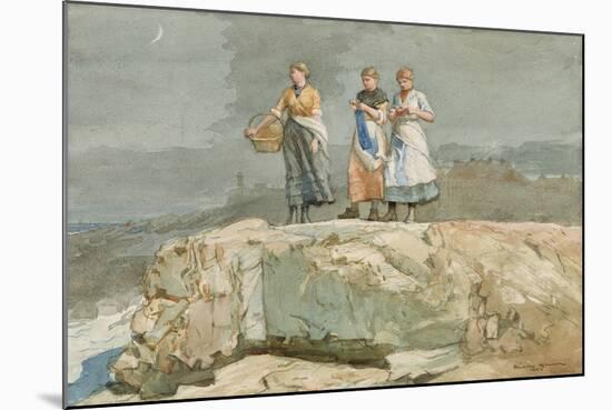 The Cliffs, 1883 (W/C on Paper)-Winslow Homer-Mounted Giclee Print